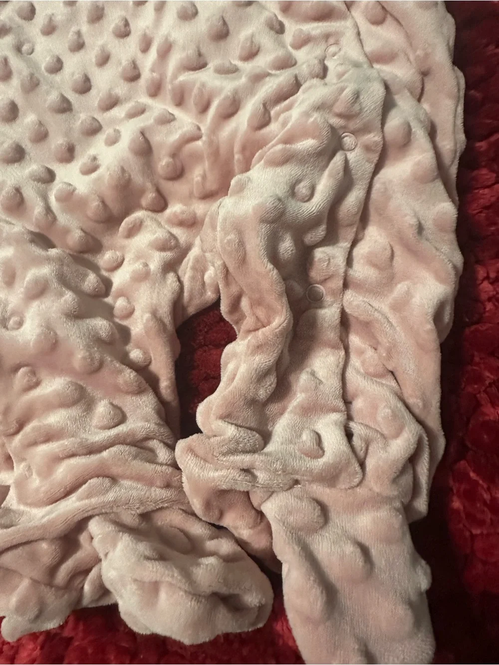 Plush Pink Baby Footed One-Piece with Giraffe Applique